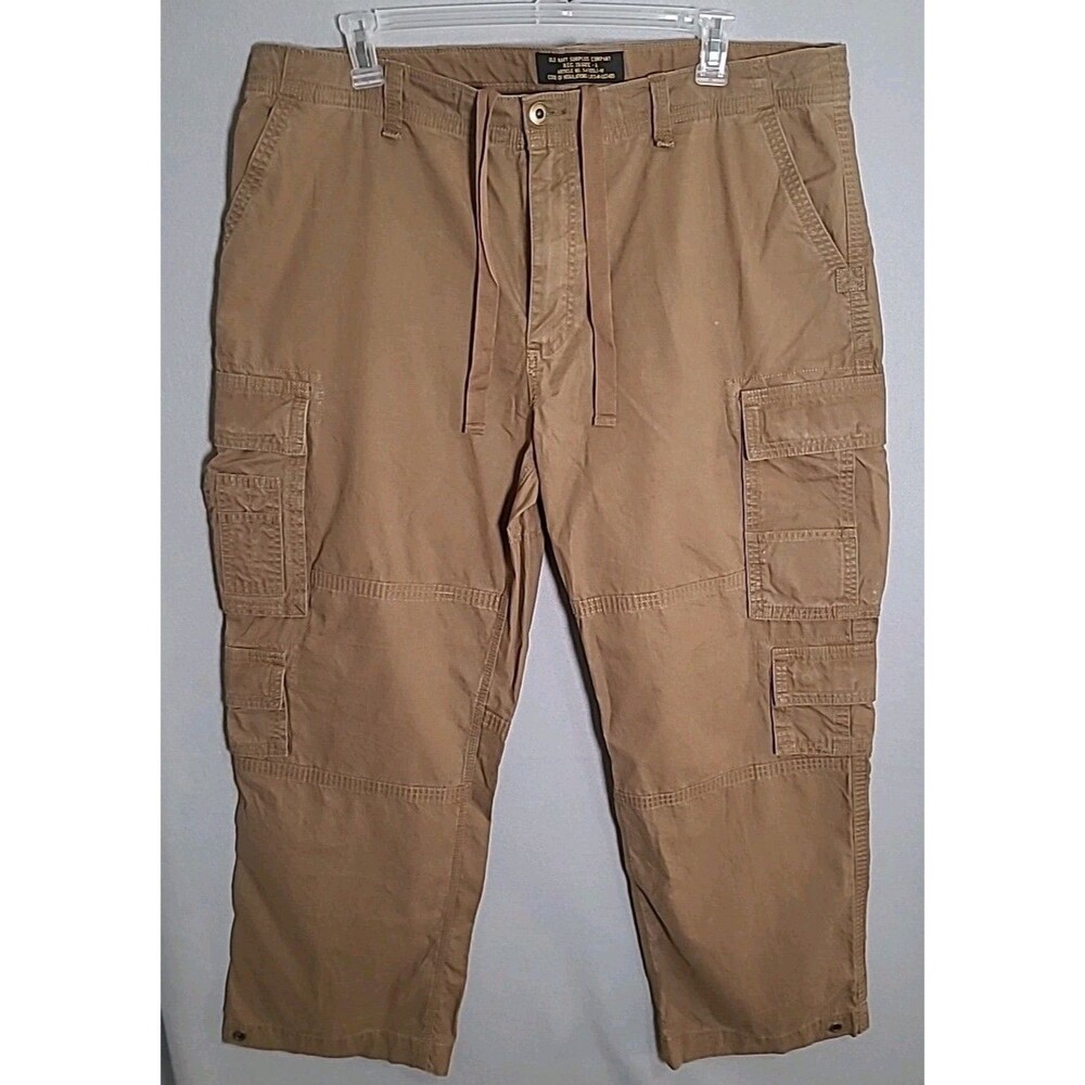 Vtg Old Navy Pants Mens 42x32 (30L) Brown Reg Issue Cargo Baggy Paratrooper Y2K